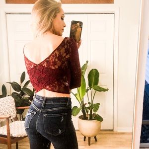 American Eagle Maroon Crop Top